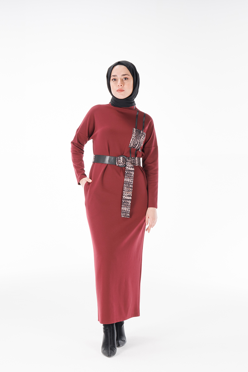 Myred 558 Bordo Günlük Elbise