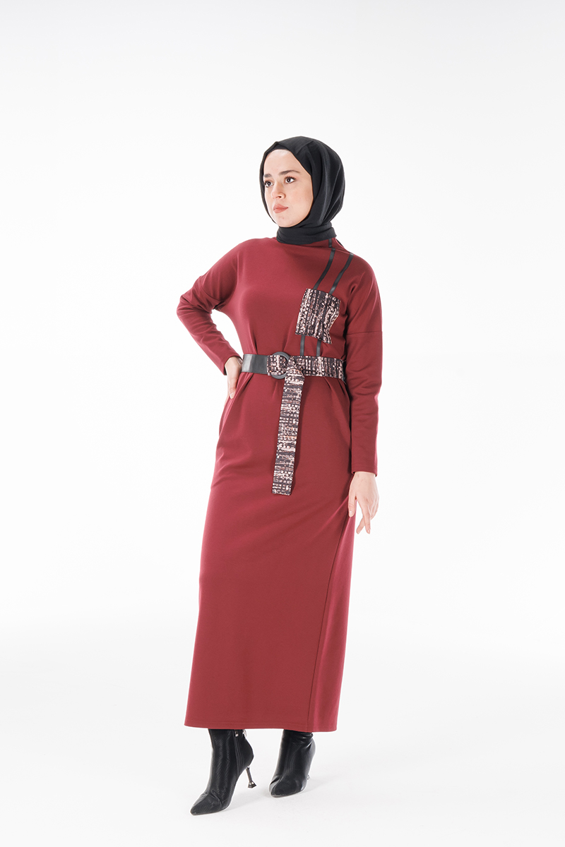 Myred 558 Bordo Günlük Elbise