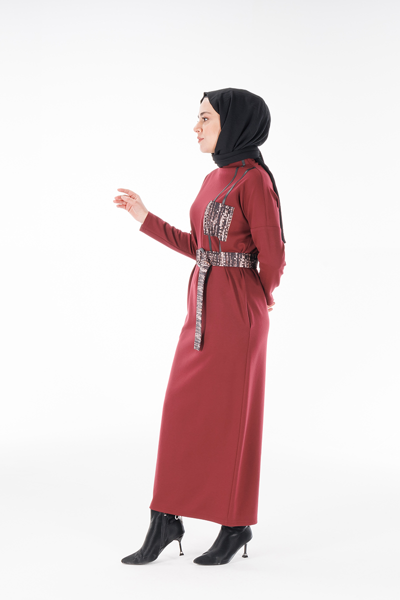 Myred 558 Bordo Günlük Elbise