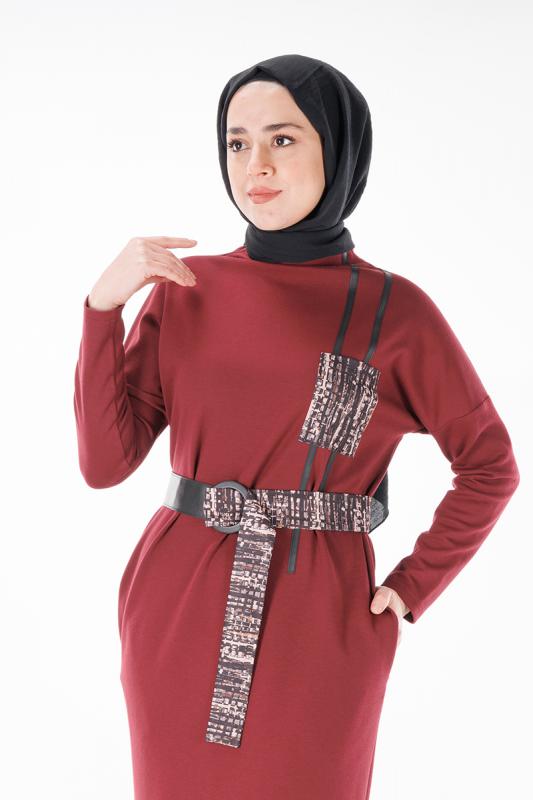 Myred 558 Bordo Günlük Elbise