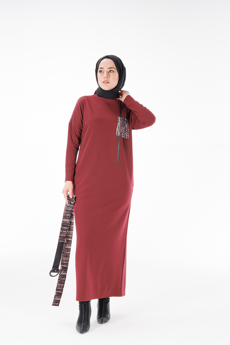 Myred 558 Bordo Günlük Elbise