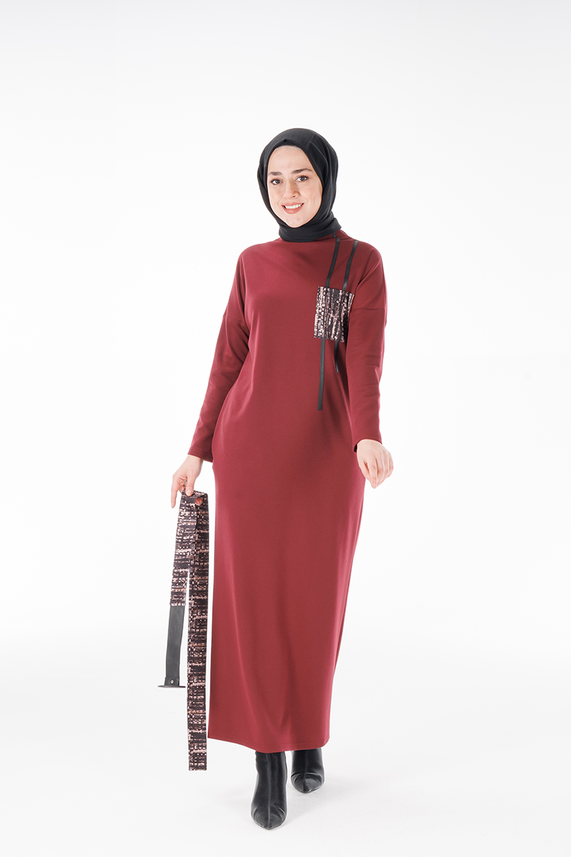 Myred 558 Bordo Günlük Elbise