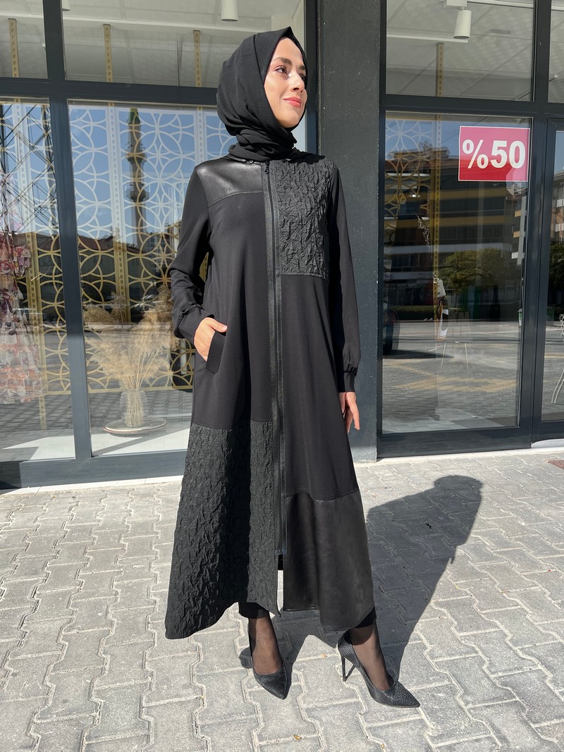 Nurcan Çetin Siyah Bambu Ferace 16912