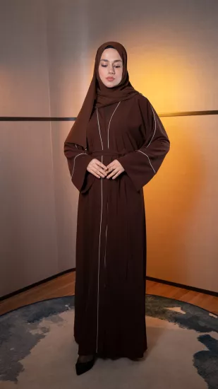 Hatice Ulaş Kahverengi Hare Abaya